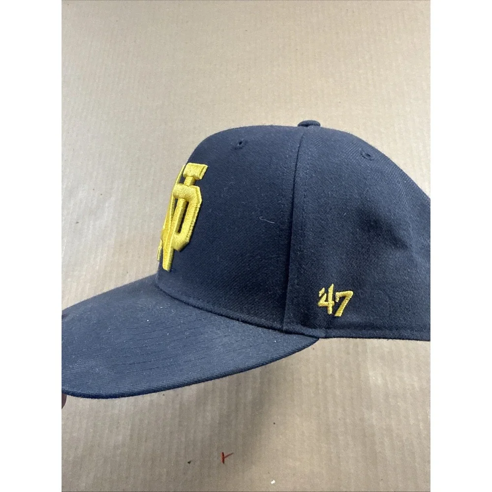 '47 Brand Notre Dame Fighting Irish Snap Back Hat Adjustable Cap Navy W/Clover